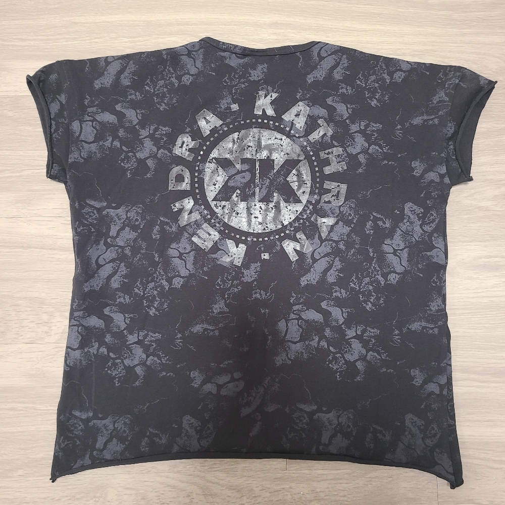 Gymshark KK Kendra Kathryn Collab Oversized Black Graphic Tee Small Raw Hems